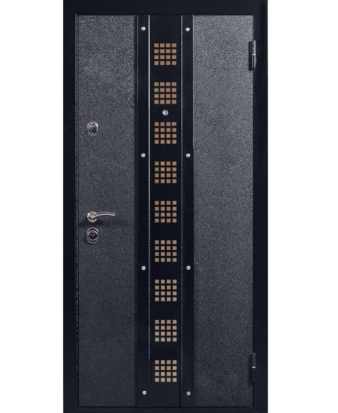 Железная входная офисная дверь МДФ со стеклом/Порошок 0005